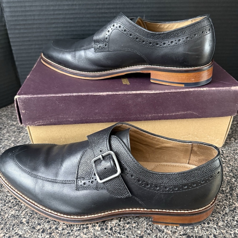 Johnston & Murphy Men's Monk Strap Dress Shoes Black Leather‎ 9M